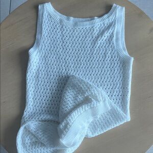 White Sleeveless Knit Top Dress